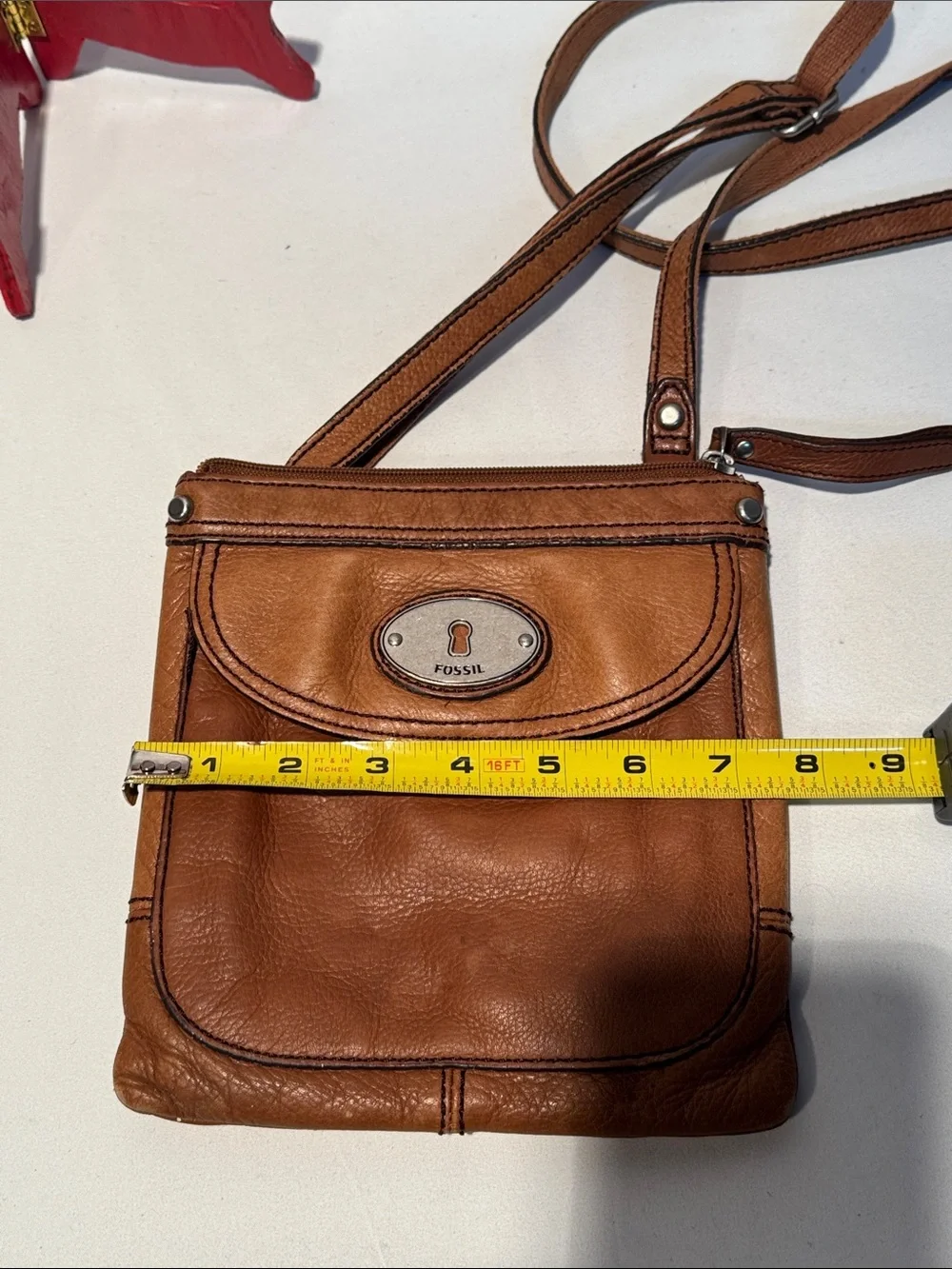 Fossil Cognac Brown Leather Messenger Crossbody